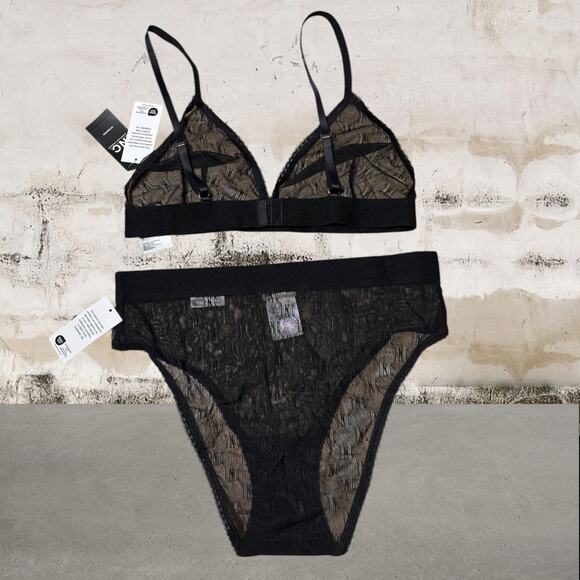 INC International Concepts NWT Set High Waist Logo Deep Black Underwear & Bra - Picture 3 of 7